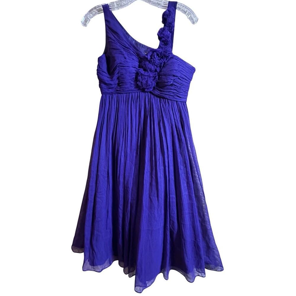 Maggy London Purple Silk One Shoulder Cocktail Dress Size 4